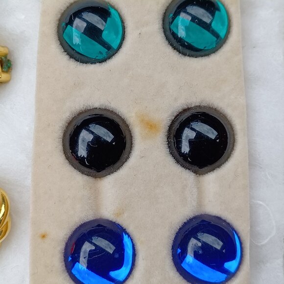 Vintage Kenneth Jay Lane Interchangeable Earrings Round 80s Earrings - Picture 4 of 7